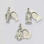 Wholesale Religious Alloy Cross 2 Side Inside Image One Hole Charm Virgin Mary Pendant for Rosary