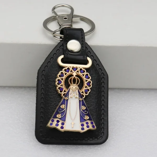 Catholic metal PU micro-inlaid enamel color keychain accessories pendant