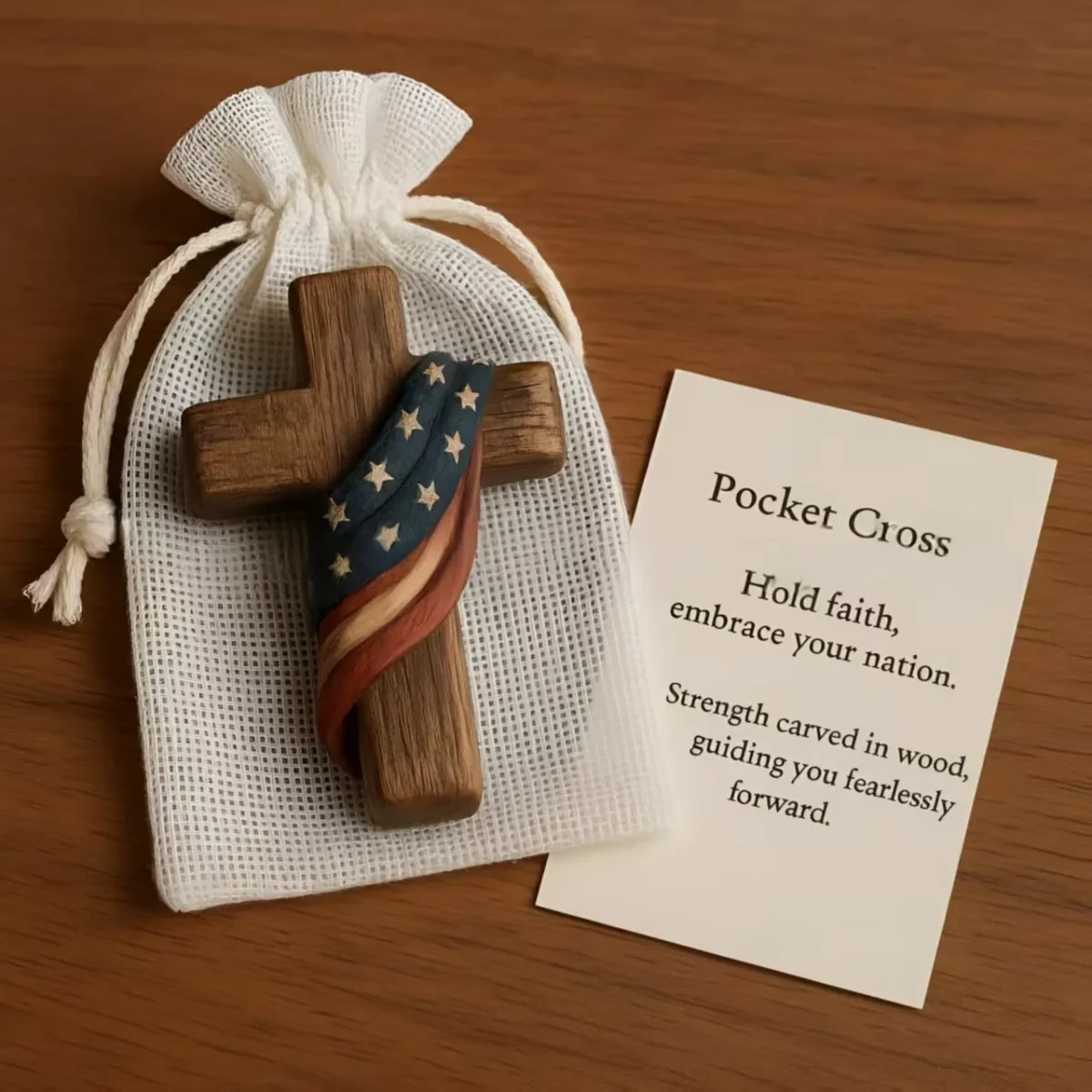 New Handy Wooden Pocket Prayer Cross Pair Gift - Image 3