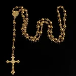 Gold Color Zinc Alloy Catholic Rosary Beads Necklace Holy Saint Medal with Cross Prayer Gold Plated Gift