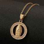Religious Jewelry 18K Gold Plated CZ Virgin Mary Pendant Necklace Birthday Wedding Necklace Gifts for Women - Image 4