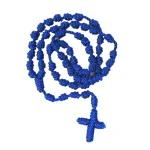 Mecrt Trendy Religious Charm Rosary Necklace Handmade Multicolor Knotted Cross Handwoven Bamboo Chain Natural Stones Children's - Image 5