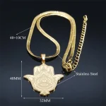 Mecrt Fatima Hasam Hand Necklace Gold Plated Stainless Steel Round Beaded Chain Religious Cross Design for Men Women As Gift - Image 4