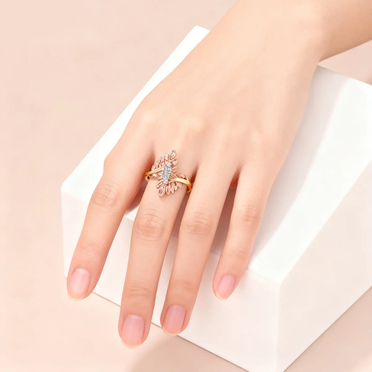 Electroplating 14K Three-color St. Jude Maria Women's Ring Light Luxury Niche Design Hand Jewelry Religious Style Ring - Image 2