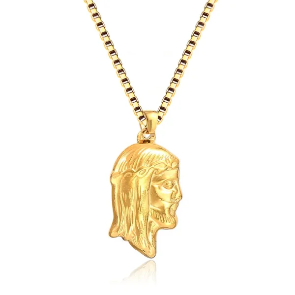 Our Lady of Guadalupe Pendant Necklace Stainless Steel Titanium with Diamond Link Chain for Daily Wear Anniversary