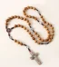 Catholic Rosary Necklace 10mm Beads Prayer Cross Jerusalem Handwoven Cross-Border Wooden Jewelry