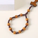 Catholic Natural Cross Rosary Beads Wood Jewelry Woven Knot Counting Wood Grain Beads 8mm Church Jewelry Wholesale - Image 4