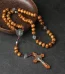 Mecrt Catholic Rosary Beads Vintage Natural Olive Wood Cross 10mm Rosaries Religious Handmade Pendant Jesus Crucifix Who