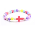 Mecrt Plastic Colorful Beads Cross Catholicism Children Religious Gift Bracelet Wholesales - Image 5