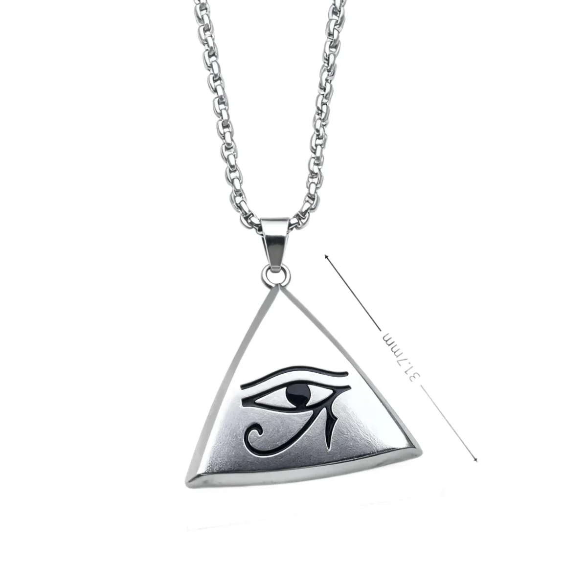 European American Horus Eye Pyramid Box Ethnic Stainless Steel Necklace Retro Totem Personality Unisex Pendant Jewelry - Image 5