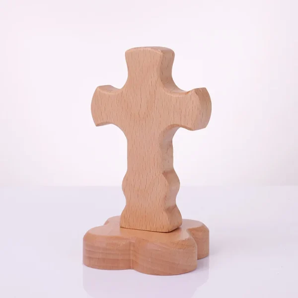 Mecrt Carved Beech Wood Cross Crafts Gifts for Church Table Decor Black Walnut Wooden Cross for Easter Ornaments Home De