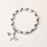 Catholic Cross Wings Gold Stamping Acrylic Cross for Bracelet with Enamel Beads Angel Beads Baptism Rosary for Bracelet - Image 3