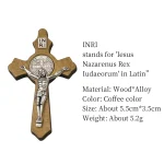 Catholic Crucifix Alloy Inri Jesus Cross with Wooden Cross Religious DIY Rosary Jewelry Accessories for Children Wholesale - Image 3