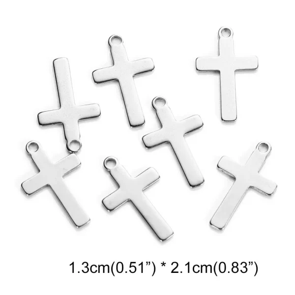 Stainless Steel Mini Size Solid Polished Cross Pendant Religious Cross Charms for Necklace Earring Bracelet Jewelry Maki