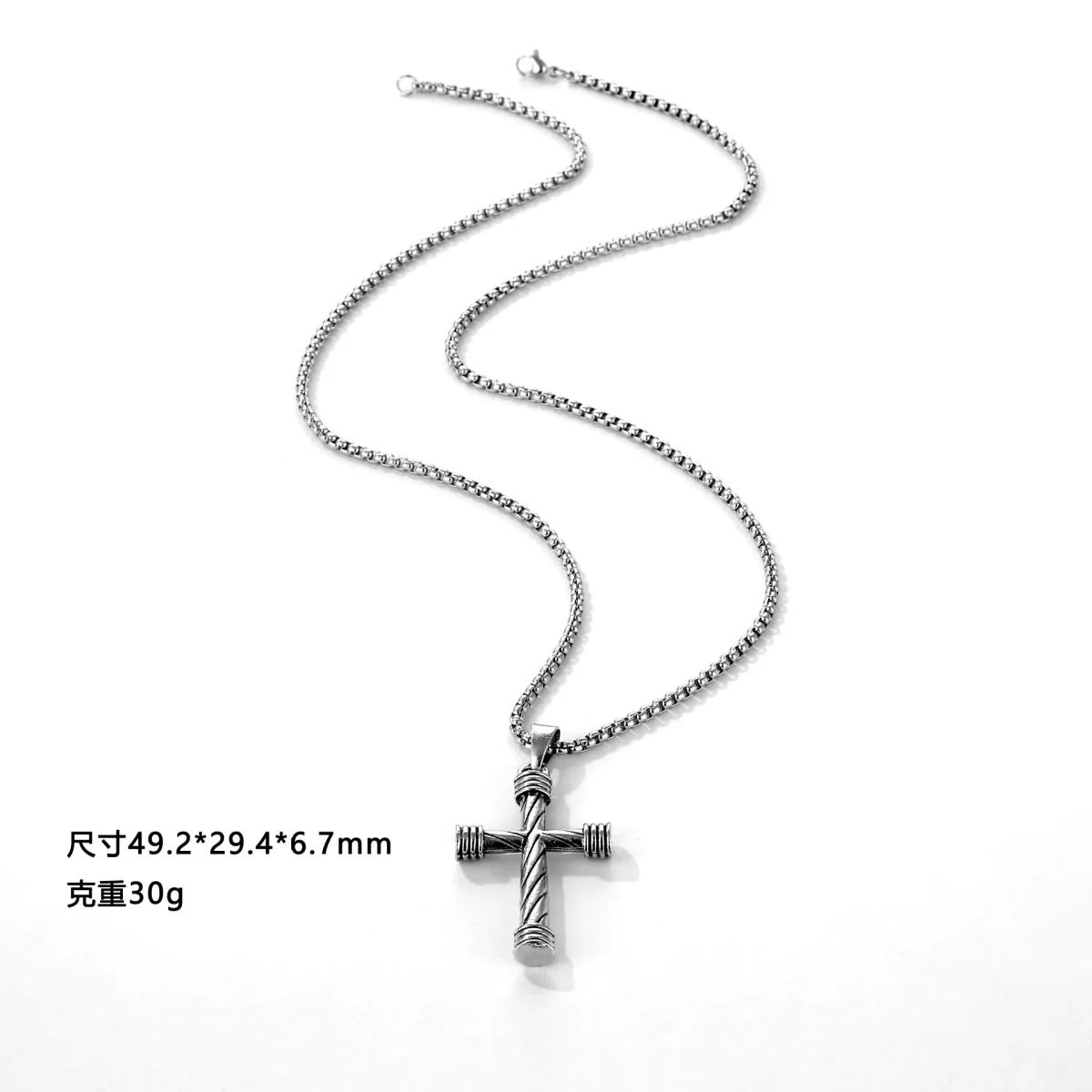 Wholesale Cross Cylindrical Lucky Pendant Vintage Accessories Men's and Women's Hip Hop Street Necklace Titanium Steel Necklace - Image 2