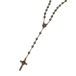 Euro-american Style Cross Necklace Punk Rock Black Gallstone Rosary Bead Chain Dark Goth Wears a Pendant - Image 6