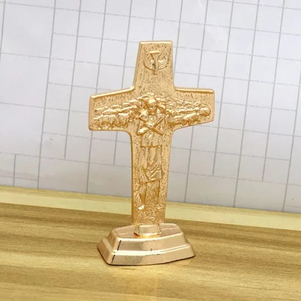 Mecrt Cross of Jesus Catholicism Christianity Vintage Gold/Silver Metal Cross Table Ornaments for Souvenirs Birthday Cra
