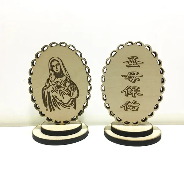 Mecrt Solid Wood Hollow Carved Reiligious Prayer ICONS Car Home Decoration Table Ornaments Souvenir Crafts Gifts Home De