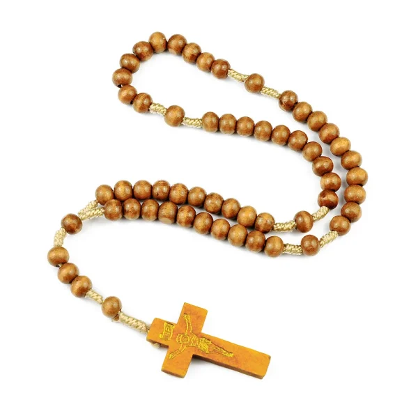 Cheap Rosary Cross Jesus Colored Beads Handmade Catholic Religious Wooden Jewelry Holy Communion Baptism Church Gifts Wh