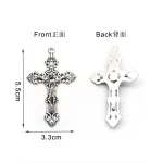 5.5*3.3cm Silver Vintage Religious Handmade Cross Pendant Portrait Cross Necklace DIY Alloy Sweater Chain Charms - Image 5