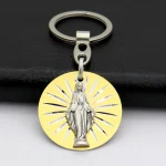 Catholic Virgin Mary Jesus Creative Jewelry Pendant Bag Keychain Zinc Alloy 3.7cm*3.7cm 4g Car Keychains - Image 3