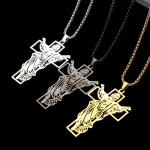Cross Jesus Vintage Hip-Hop Stainless Steel Crucifix Pendant Trendy Hollow Niche Titanium Steel Necklace for Men Wholesale - Image 4