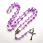 Many Kinds of Color Wholesale Holy Religious 8mm Glass Beads Rosaries Catholic Gifts Cross Pendant Necklace - Image 4