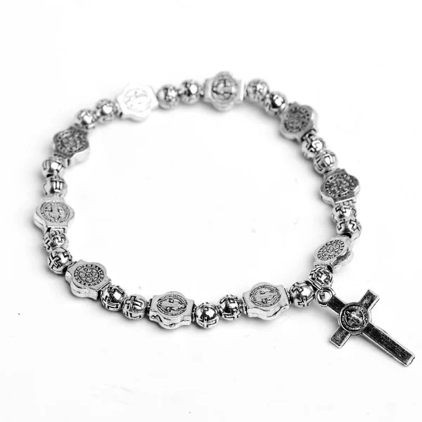 Customized Catholic Cross Rosary Bracelet Jesus Icon Bracelet, and St. Benedict Rosary Jewelry