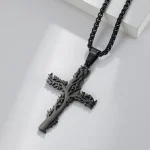 Stainless Steel Crucifix Tree Life Cross Pendant Necklace Jewelry for Men Women Religious Jesus Jewelry - Image 3