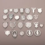 Catholic rosary accessories, oval three-hole pendant, vintage metal jewelry center connector wholesale