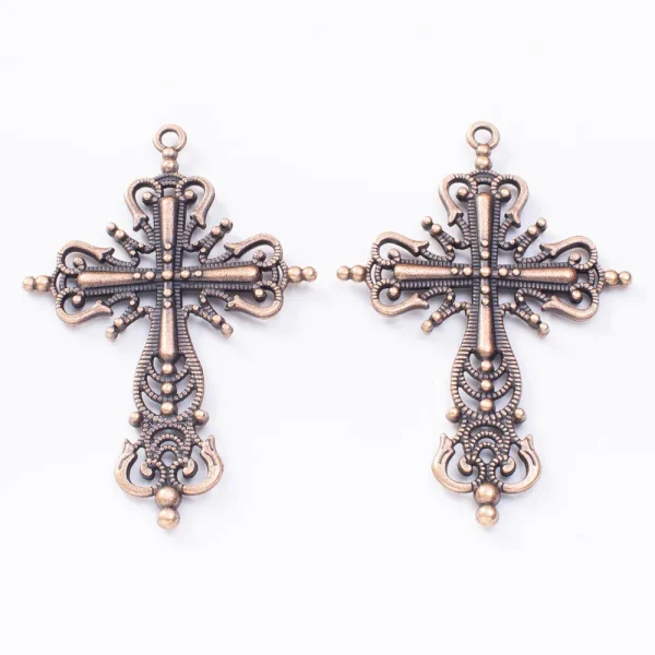 Jewelry Making Charms 63*42.5*4mm Religious Hollow Cross Retro Metal Zinc Alloy Jewelry Fashion Pendant Pendant Making