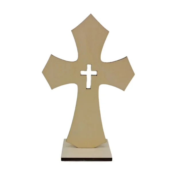 Mecrt New Wooden Crafts Cross Decoration Religious Style Wooden Home Decoration with Metal Wood Chips Alloy Type in Stoc