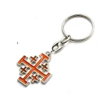 Mecrt Jerusalem Cross Keychain Pendant Religious Metal Accessory