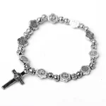 Customized Catholic Cross Rosary Bracelet Jesus Icon Bracelet, and St. Benedict Rosary Jewelry - Image 5