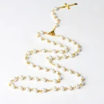 Classic White Glass Beads Rosary Set with Gold Plated Beaded Necklaces for Catholic Gift - Image 6