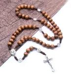 Mecrt Wooden Rosary 8mm Beads Catholic Religious Saint Virgin Mary Jewelry Christmas Gift Easter Church Prayer Beads Wholesale - Image 4