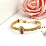 Mecrt Stainless Steel Colourful Fashion Bracelet Catholic Medal of the Blessed Virgin Mary Titanium Steel Mesh Bracelet - Image 3