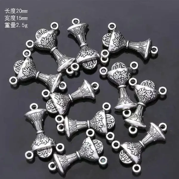 Mecrt Catholic Jewelry Accessories Virgin Mary Triangle Connector Charms Cross Pendant Raft Alloy Jewelry Necklace Ankle