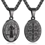 Retro St. Benedict Pendant Vintage Style Stainless Steel Father Benedict Exorcist Men's Necklace Jewelry - Image 2