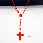 Cheap Multicolor Religious Jesus Plastic Rosary Easter Cross Luminous Necklace Christian Catholic Prayer Beads Gift - Image 3