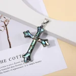 Vintage Inlaid Shell Twist Pattern Cross, Abalone Shell Men's and Women's Pendants Christian Cross Jewelry Pendant Accessories - Image 2