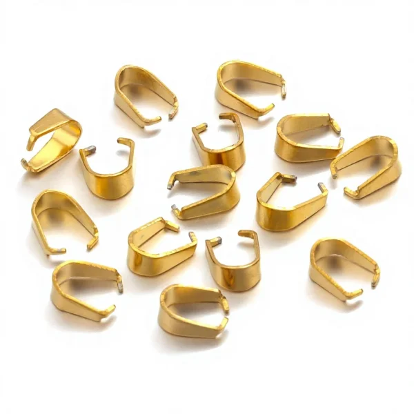 Stainless Steel Golden Melon Seed Fork Wrong Mouth Real Gold Electroplated Pendant Buckle Necklace Accessory Clasp DIY J