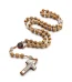Mecrt Catholic Rosary Crucifix Retro Wood Beads Alloy Benedic Jesus Christ Cross Virgin Mary Pendant Rosaries Necklace