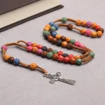 Religious Catholic Rosaries Rosary Charm Colorful Necklace Flower Plastic 10mm Bead Esus Christian Prayer Beads for Catholicism - Image 2