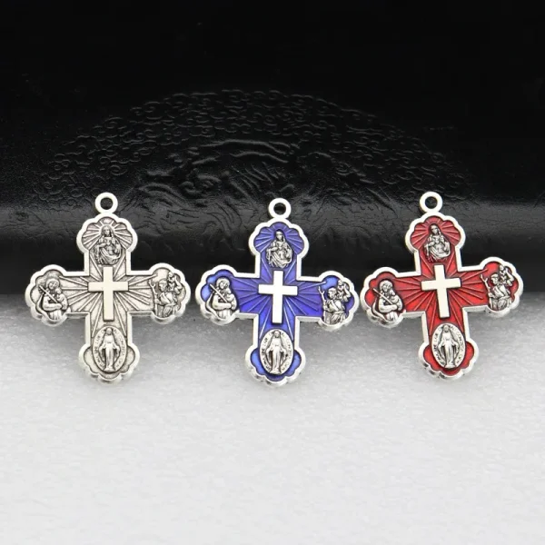 Mecrt Retro Electroplated Metal Enamel Charms Jewelry Five-in-one Necklace & Bracelet with Rosary Pendant Accessorie