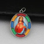 Colored Oval Photo Religious Pendant Natural Stone Alloy Catholic Jewelry Accessories Hanging Decoration Badge Our Lady Jesus - Image 6