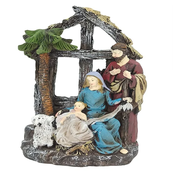 Mecrt Resin Handicraft Angel Statue Grottoes Manger Saintess Nativity Group Display Christian Home Religious Decoration