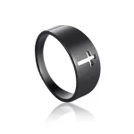 Religious Cross Stainless Steel Ring Men and Women Simple Electroplating Does Not Fade Hollow Cross Gold Silver Black Ring - Image 5