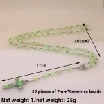 Mecrt Catholic Rosary Crucifix Luminous Christian Cross Necklace In-Stock 59 Fluorescent Color Fashion Beaded Necklace - Image 6