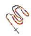 High Quality Catholic Rosary Chain Prayer Beads Colorful with Flower 10mm Plastic Beads Alloy Cross Jesus Charm Centerpi